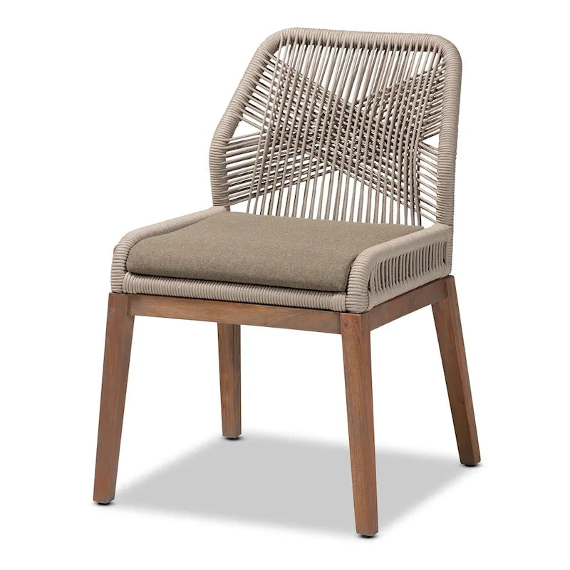 Chaise de salle à manger en acajou tressée de style transitionnel moderne – Gris