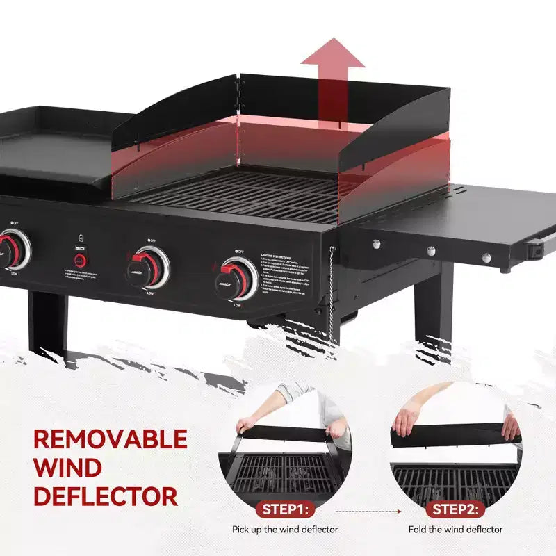 Royal Gourmet 4-Burner Propane Grill & Griddle 48000 BTU Combo Grill GD405ATG Black