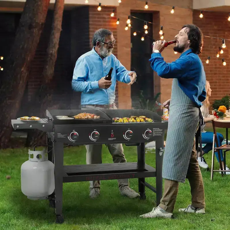 Royal Gourmet 4-Burner Propane Grill & Griddle 48000 BTU Combo Grill GD405ATG Black