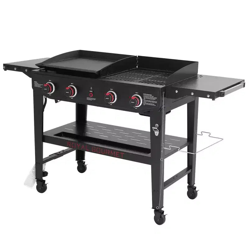Royal Gourmet 4-Burner Propane Grill & Griddle 48000 BTU Combo Grill GD405ATG Black