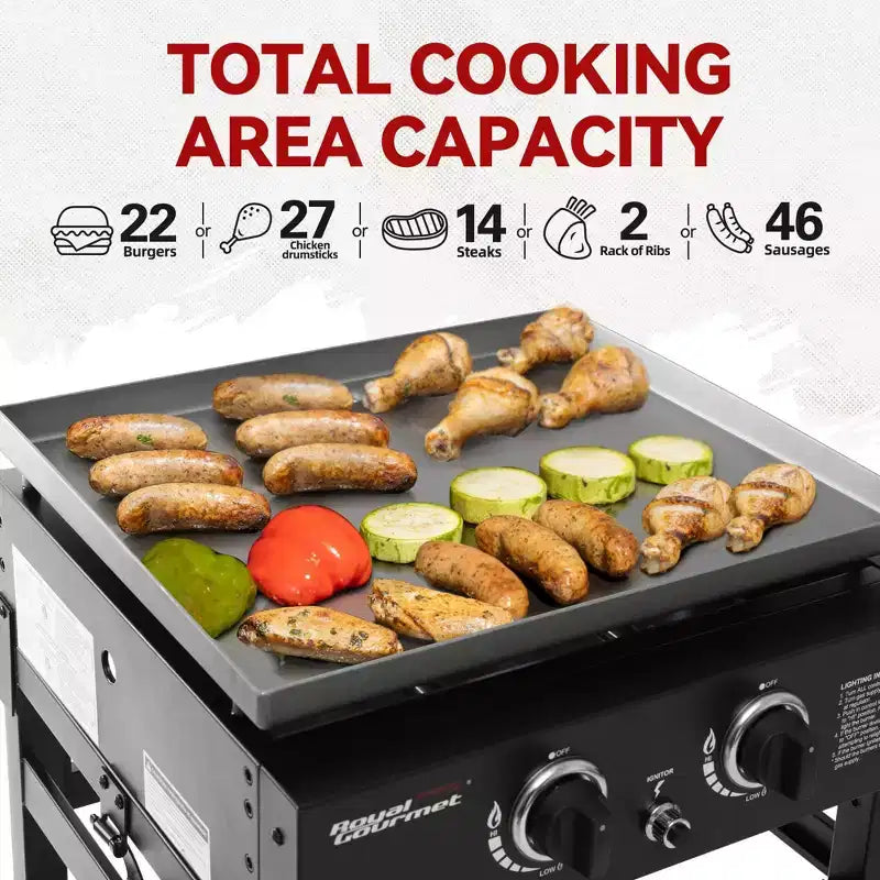Royal Gourmet 2-Burner Flat Top Griddle 30000 BTU Gas Grill GB2000NTG Black