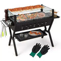WELLFOR Charcoal Barbeque Grill with Wind Guard and Seasoning Racks NP-LY-11509BN Brown