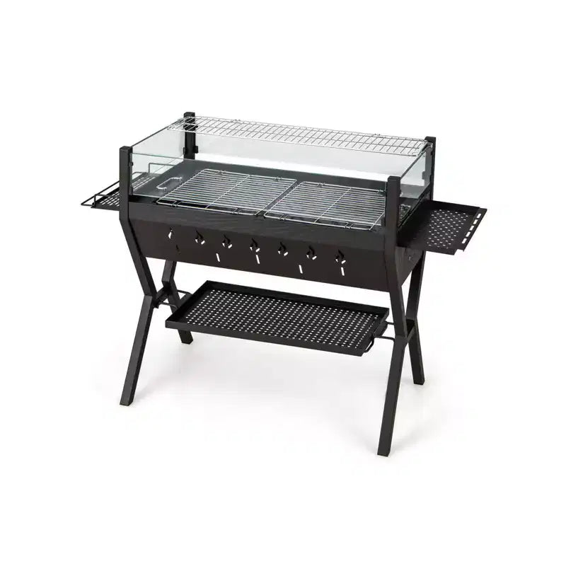 Barbecue au charbon de bois WELLFOR avec pare-vent et supports à assaisonnements NP-LY-11509BN marron