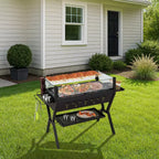 Barbecue au charbon de bois WELLFOR avec pare-vent et supports à assaisonnements NP-LY-11509BN marron
