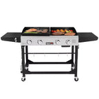 Royal Gourmet 4-Burner Portable Flat Top 48000 BTU Combo Grill GD401TG Black