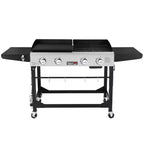 Royal Gourmet Gril combo portable à dessus plat 4 brûleurs 48000 BTU GD401TG Noir