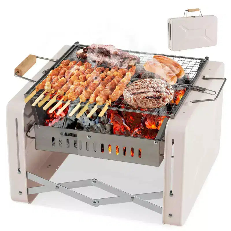 WELLFOR Barbecue portable au charbon de bois 15" W-11412 Beige