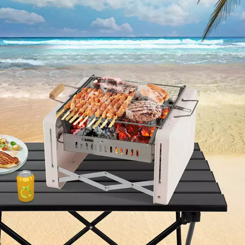 WELLFOR Barbecue portable au charbon de bois 15" W-11412 Beige
