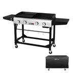 Royal Gourmet 4-Burner 48000 BTU Iron Portable Flat Top Gas Combination Grill GD401CTG Black