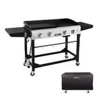 Royal Gourmet 4-Burner 48000 BTU Iron Portable Flat Top Gas Combination Grill GD401CTG Black