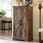 47 Farmhouse Kitchen Pantry, Storage Cabinet with Barn Doors - N/A