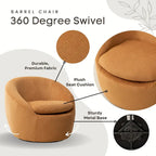 Swivel Barrel Chair - 360掳 Rotation - Boucle Fabric