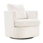 Modern Chenille Upholstered Swivel Accent Barrel Chair Set Modern Swivel Armchair for Living Room