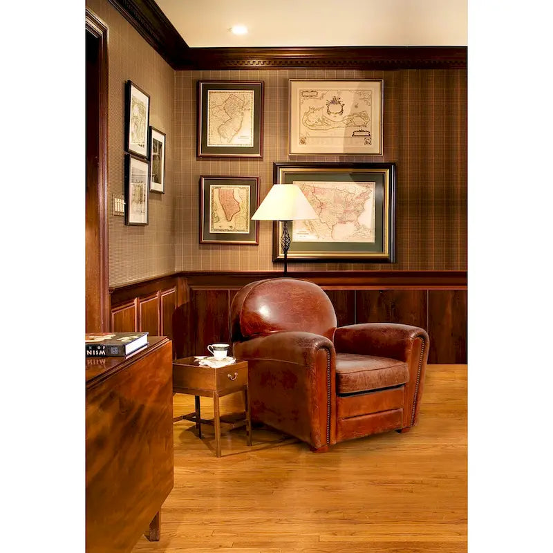 Pasargad Home Genuine Leather Paris Club Chair, Brown