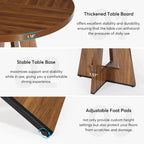 47 Inch Round Dining Table for 4, Wood Farmhouse Dinner Dinning Table for Kitchen Dining Living Room