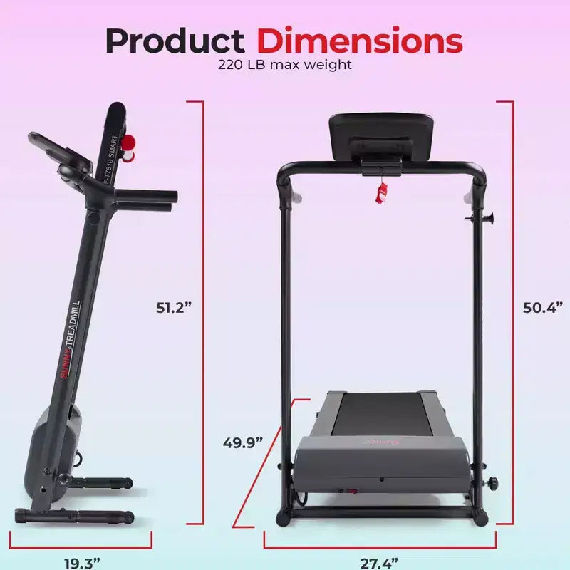 Sunny Health & Fitness Easy Assembly Non-Powered Folding Treadmill