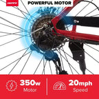 Huffy Lyndon Step-Through Electric Bike - 27.5" Wheels - 20 MPH - 36V - Red