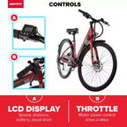Huffy Lyndon Step-Through Electric Bike - 27.5" Wheels - 20 MPH - 36V - Red