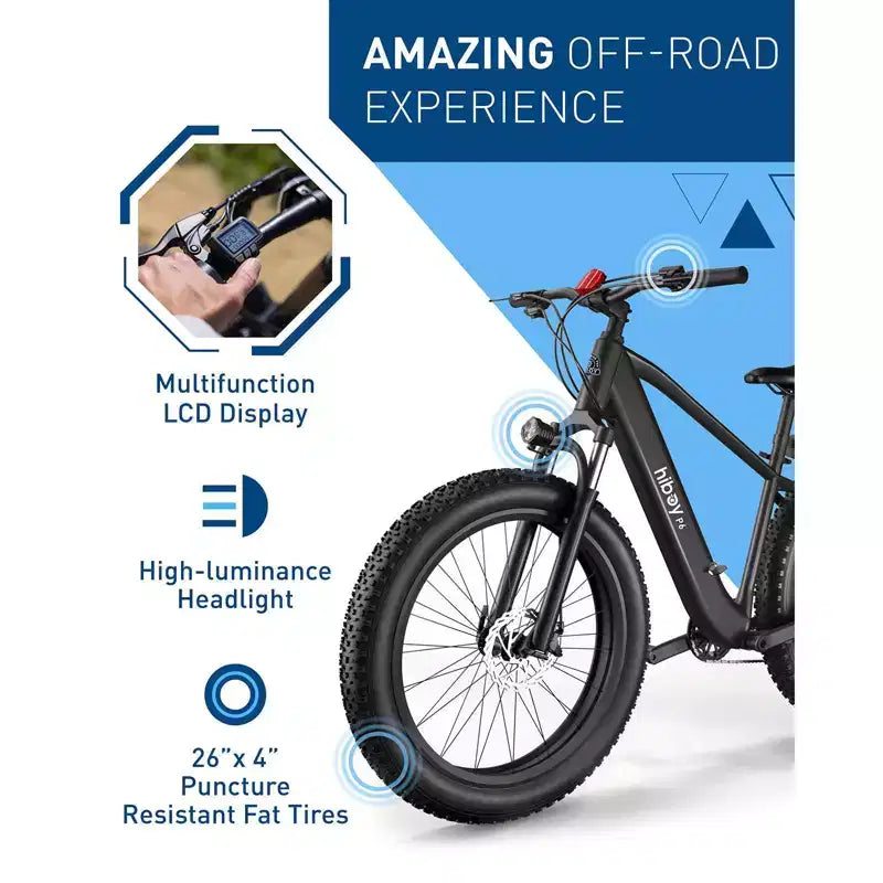 Hiboy Adult P6 26" Step-Over Electric Mountain Bike - Black