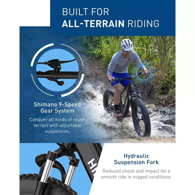 Hiboy Adult P6 26" Step-Over Electric Mountain Bike - Black