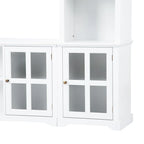 Entertainment Wall Unit with Bridge, Tempered Glass Doors for TVs Up to 70