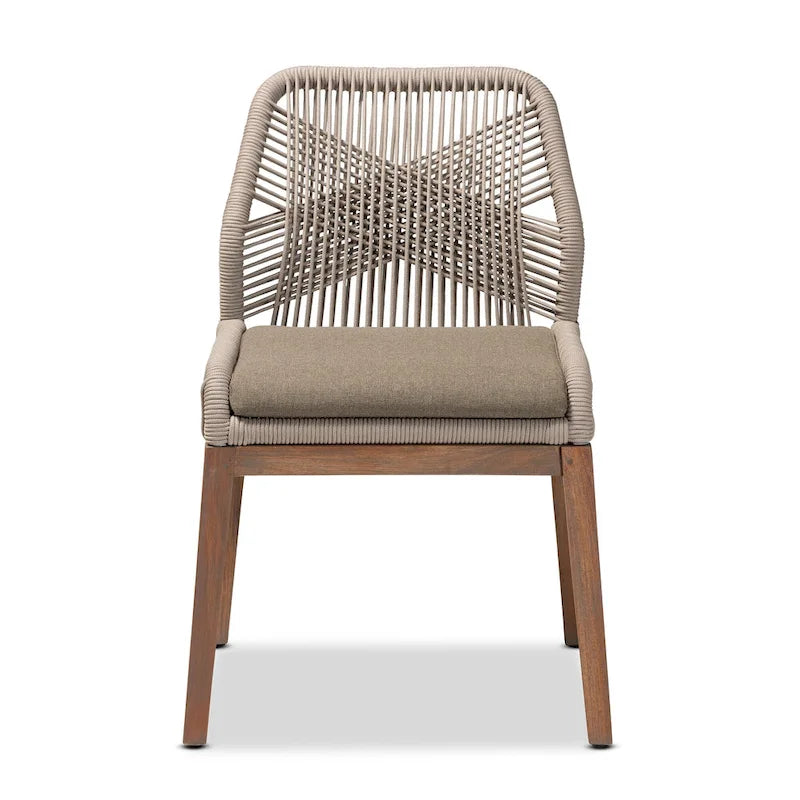 Chaise de salle à manger en acajou tressée de style transitionnel moderne – Gris