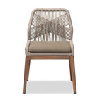 Chaise de salle à manger en acajou tressée de style transitionnel moderne – Gris