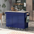 53 in. W Kitchen Island with Countertop and Drawers - N/A