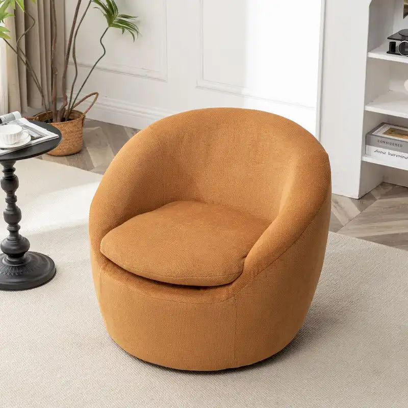 Swivel Barrel Chair - 360掳 Rotation - Boucle Fabric
