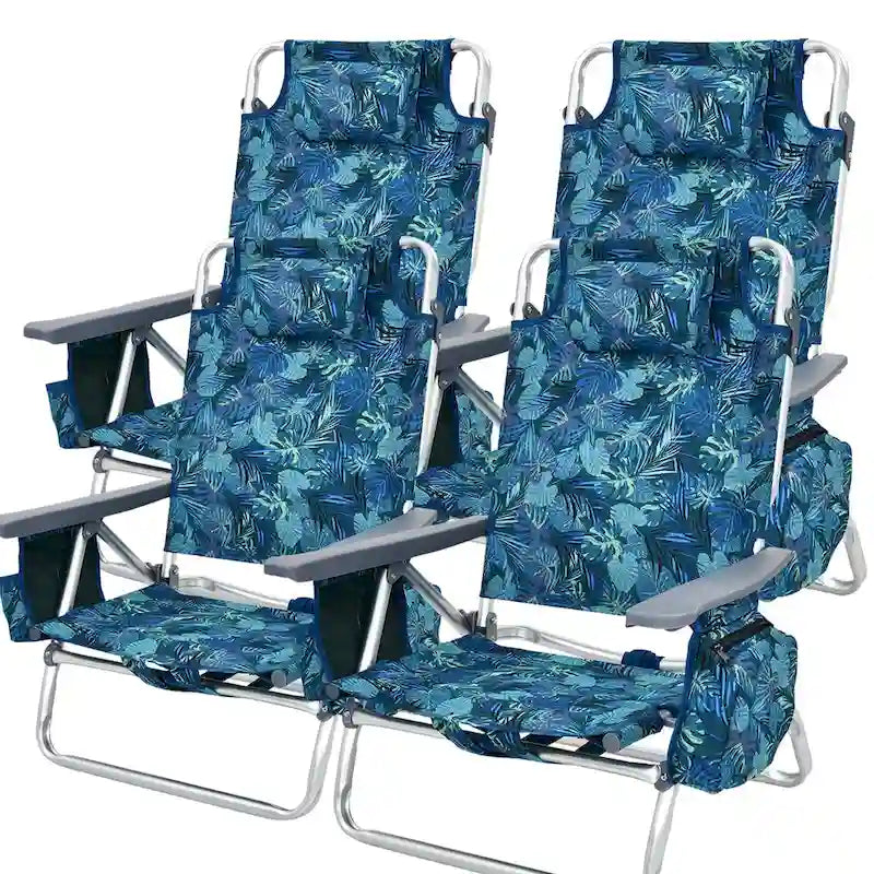 Lot de 4 chaises de plage pliantes de randonnée Costway, 5 positions d'extérieur - Voir détails