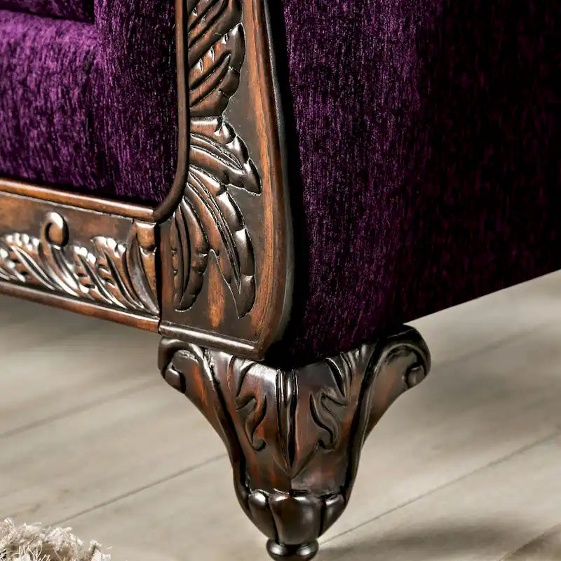 Grendel Traditional Purple Chenille Rolled Arms Loveseat by Furniture of America