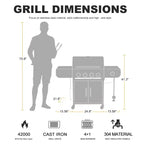 R.W. FLAME 42,000 BTU Propane BBQ Gas Grill  Enamel Grates, Removable Grease Tray, Perfect for Outdoor Cooking, Camping, Backyard, Patio & Deck