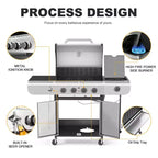 R.W. FLAME 42,000 BTU Propane BBQ Gas Grill  Enamel Grates, Removable Grease Tray, Perfect for Outdoor Cooking, Camping, Backyard, Patio & Deck