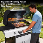 R.W. FLAME 42,000 BTU Propane BBQ Gas Grill  Enamel Grates, Removable Grease Tray, Perfect for Outdoor Cooking, Camping, Backyard, Patio & Deck