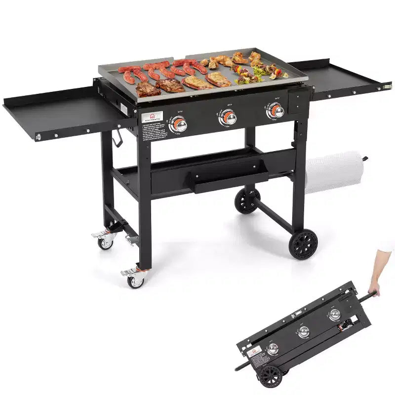 WARMOUNTS 32 Foldable Gas Griddle BBQ Grill Perfect for Outdoor Gathering