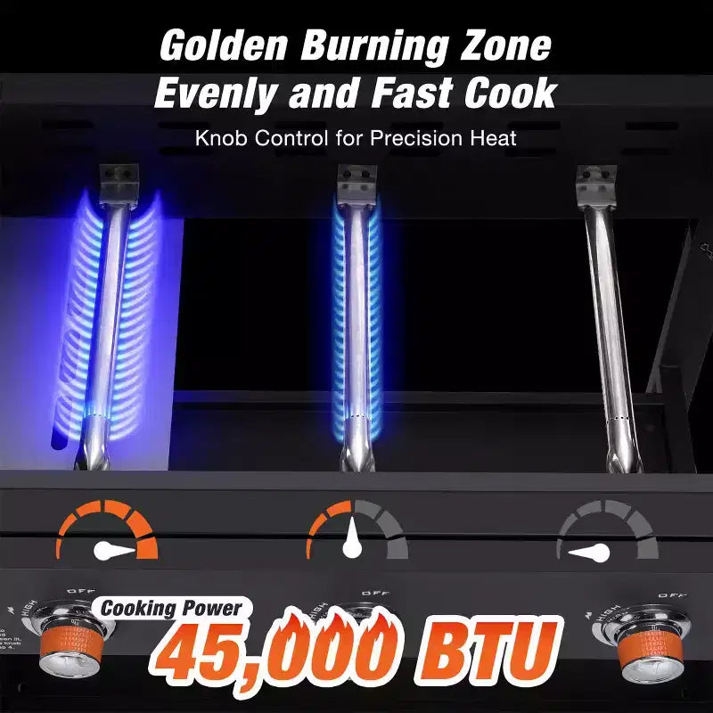 WARMOUNTS 32 Foldable Gas Griddle BBQ Grill Perfect for Outdoor Gathering