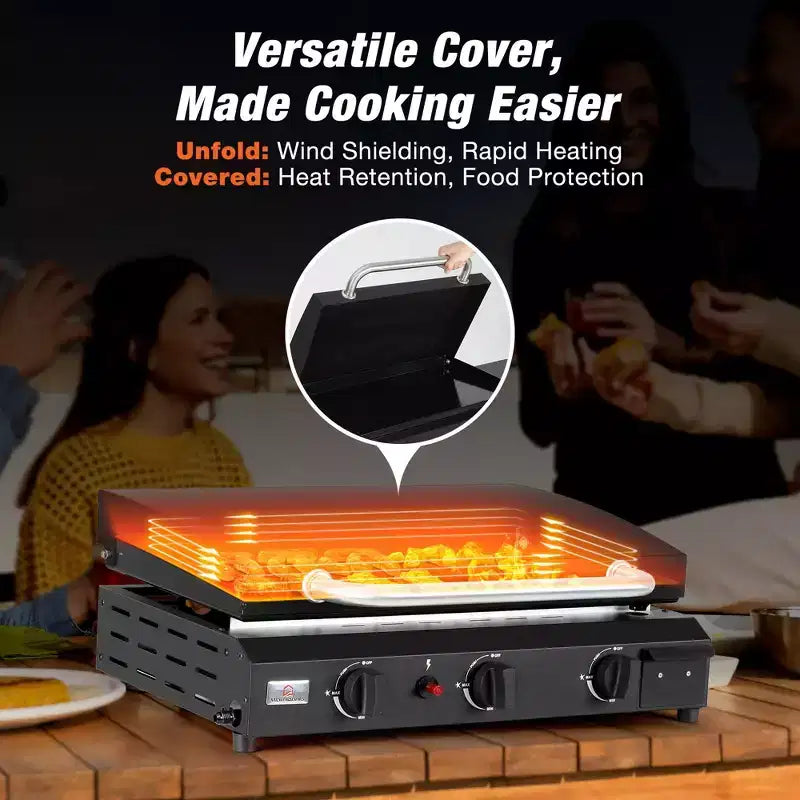 WARMOUNTS 23 Portable Gas Griddle BBQ Grill Perfect for Outdoor Gathering