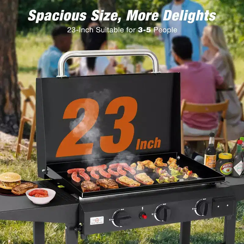 WARMOUNTS 23 Portable Gas Griddle BBQ Grill Perfect for Outdoor Gathering