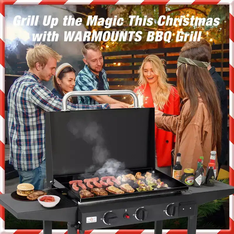 WARMOUNTS 23 Portable Gas Griddle BBQ Grill Perfect for Outdoor Gathering