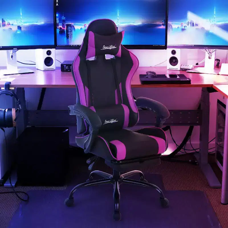 BestMassage Gaming Chair Office Computer Desk Chair Computer Chair with Footrest & Lumbar Support