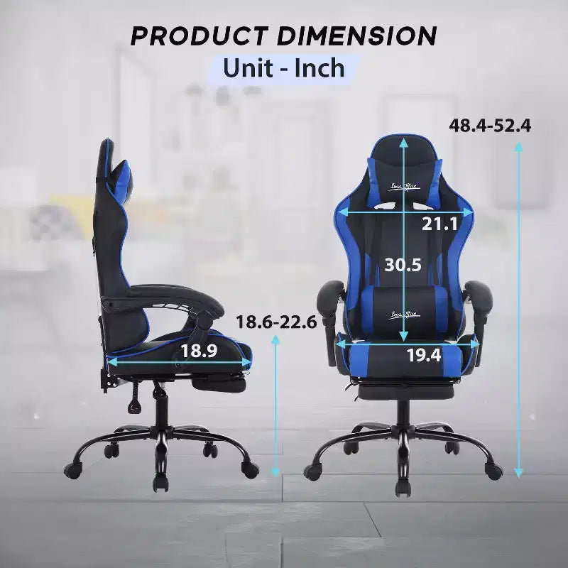 BestMassage Gaming Chair Office Computer Desk Chair Computer Chair with Footrest & Lumbar Support