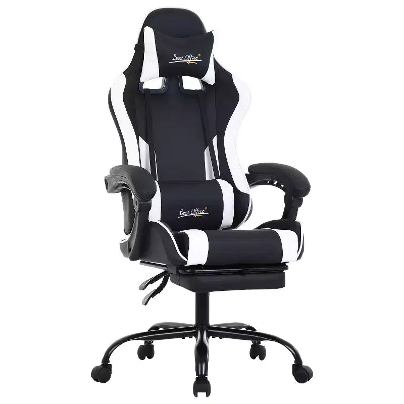BestMassage Gaming Chair Office Computer Desk Chair Computer Chair with Footrest & Lumbar Support
