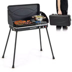 Costway 2-in-1 Propane Grill 2 Burner Camping Gas Stove Portable with Removable Leg Black
