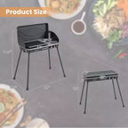 Costway Barbecue à gaz propane 2 en 1 avec 2 brûleurs, réchaud de camping portable avec pieds amovibles, Noir