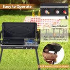 Costway Barbecue à gaz propane 2 en 1 avec 2 brûleurs, réchaud de camping portable avec pieds amovibles, Noir