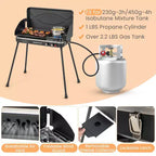 Costway Barbecue à gaz propane 2 en 1 avec 2 brûleurs, réchaud de camping portable avec pieds amovibles, Noir