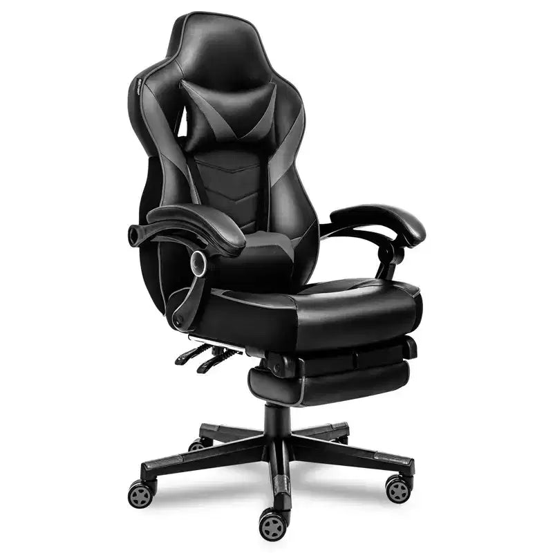 ELECWISH Gaming Chair with Footrest, Lumbar Support, Breathable Computer Chair with Pocket Spring Cushion, Chairs for Adults