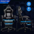 ELECWISH Gaming Chair with Footrest, Lumbar Support, Breathable Computer Chair with Pocket Spring Cushion, Chairs for Adults