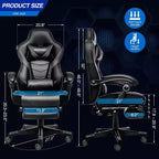 ELECWISH Gaming Chair with Footrest, Lumbar Support, Breathable Computer Chair with Pocket Spring Cushion, Chairs for Adults