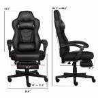 ELECWISH Gaming Chair with Footrest, Lumbar Support, Breathable Computer Chair with Pocket Spring Cushion, Chairs for Adults